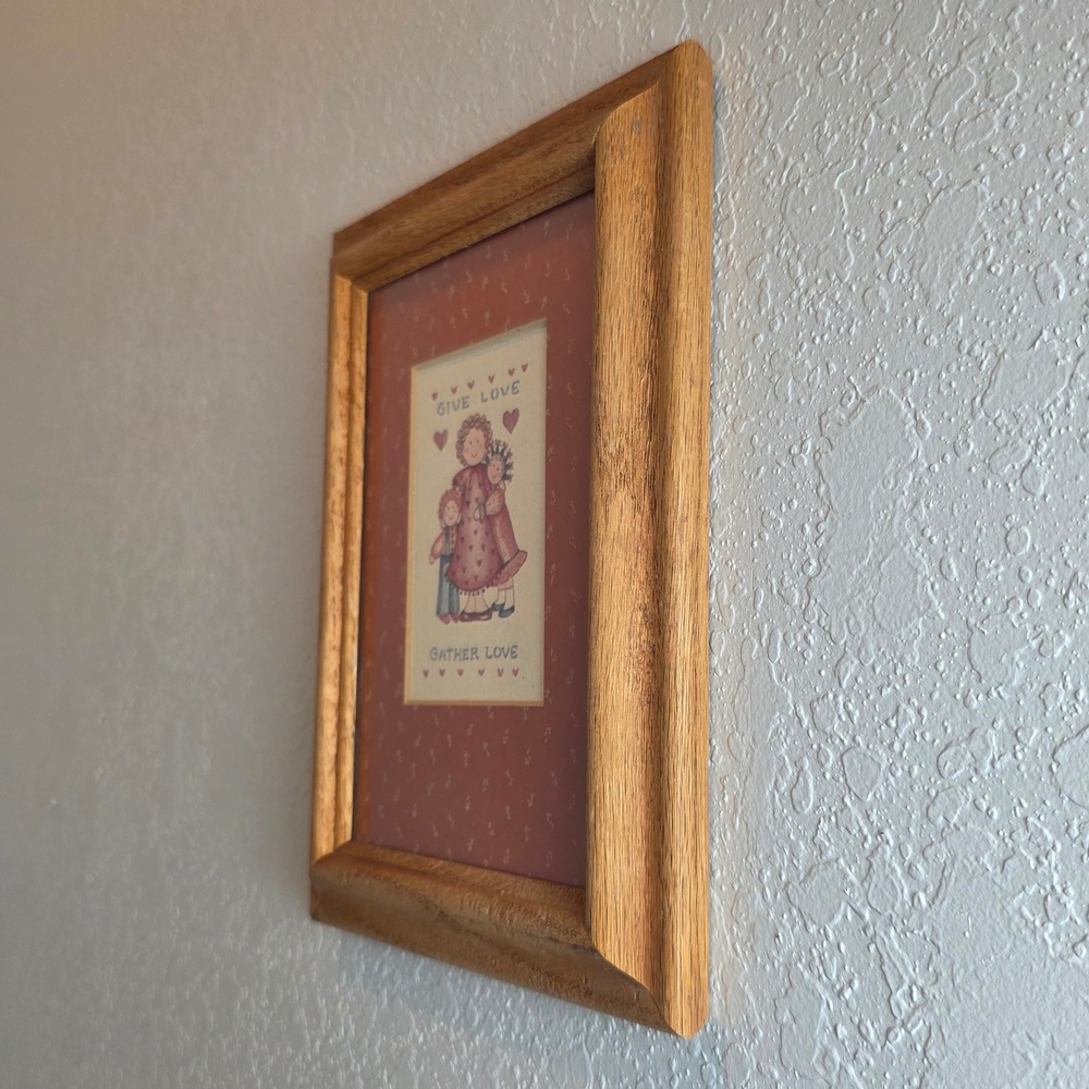 Vintage‎ Figi Graphics 'Give Love Gather Love' Wall Art Wood Framed Folk Art - Picture 9 of 9